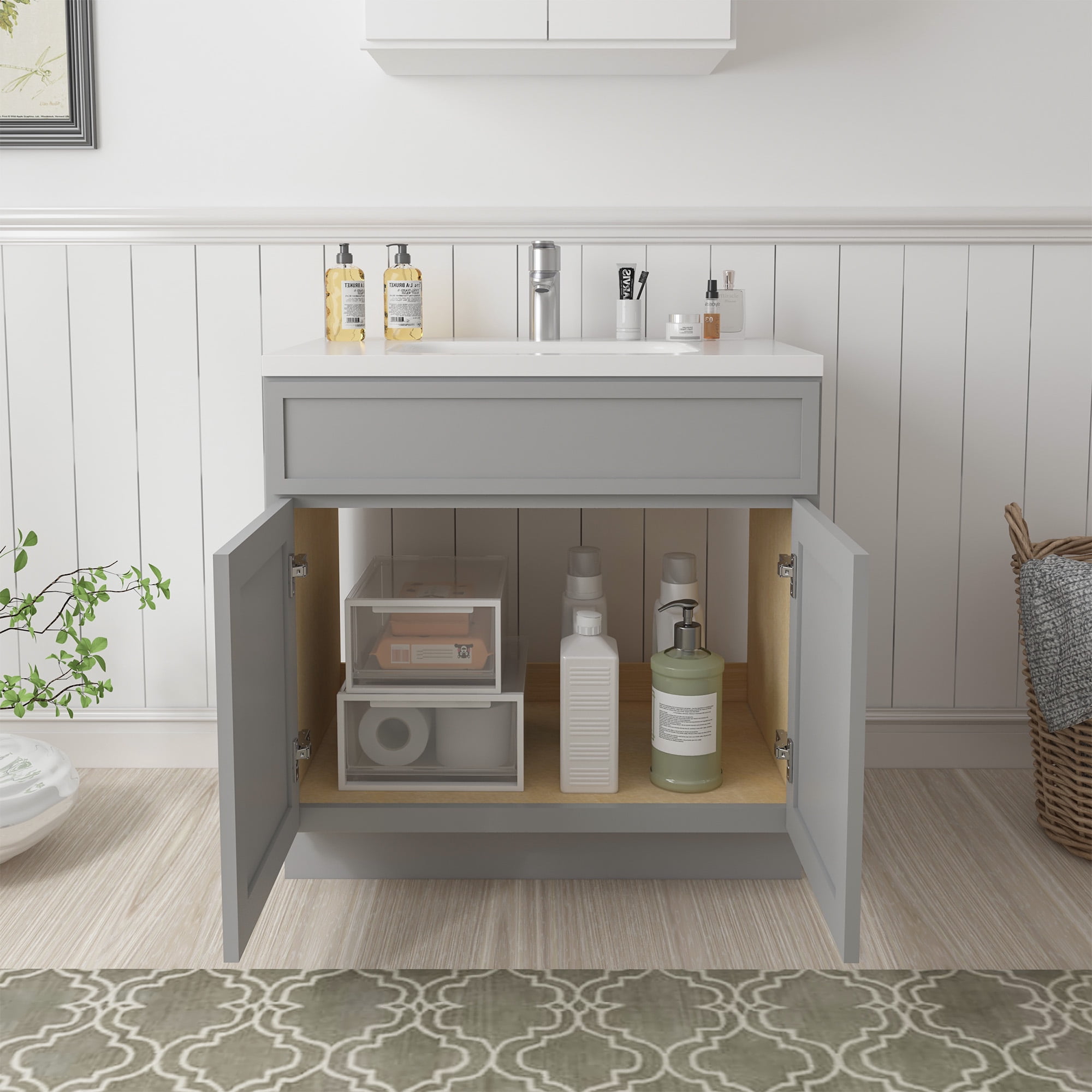 Vanity Art 39" W Birch Plywood Freestanding Single Base Storage Cabinet with Soft Close Doors
