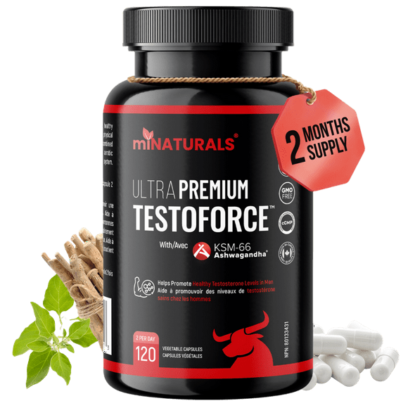 miNATURALS Testosterone Booster for Men, 100% Caffeine-Free Energy and Stress Multivitamin Complex (vitamin B12, B6, D, Zinc, Calcium, Chromium, and more) with Ashwagandha KSM-66, 120 Capsules