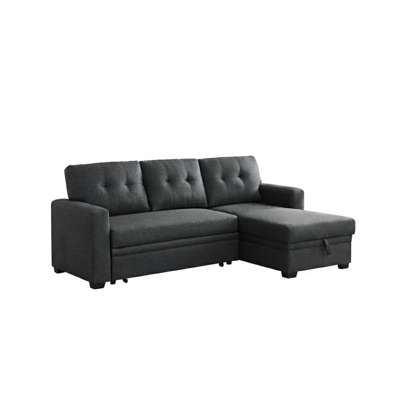 82" L-Shaped Convertible Sleeper Sectional Sofa with Pull-Out Bed, Storage Chaise, Removable Back Cushions, Modular Corner Couch for Living Room, Apartment, Home Office