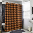 thumbnail image 4 of Burnt Orange Buffalo Plaid Shower Curtain - Water Repellent Fabric Shower Curtains Washable, Geometric Classic Checkered Decorative Polyester Cloth Bathroom Curtains Modern Bath Decor 72"x72", 4 of 8