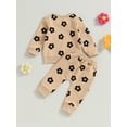 thumbnail image 2 of Newborn Baby Girl Fall Clothes Flower Print Crew Neck Long Sleeve Sweatshirts Elastic Waist Long Pants 2Pcs Outfits Set, 2 of 6