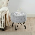 thumbnail image 5 of Home Soft Things Jacquard Faux Fur Round Ottoman, 18"x18"x18", Silver Grey, 5 of 9