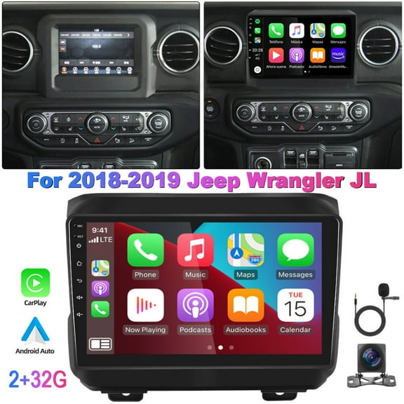 Zcargel Android 12 Car Stereo for Jeep Wrangler JL 2018 2019 with Apple Carplay and Android Auto, 9 inch Touchscreen Radio with AHD Backup Camera/Mic/Hi-Fi [2 32G]