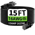 thumbnail image 1 of Cable de extensión HUANCHAIN para interiores y exteriores, 15 pies, 16 AWG, 13 A, ETL, 1 of 7