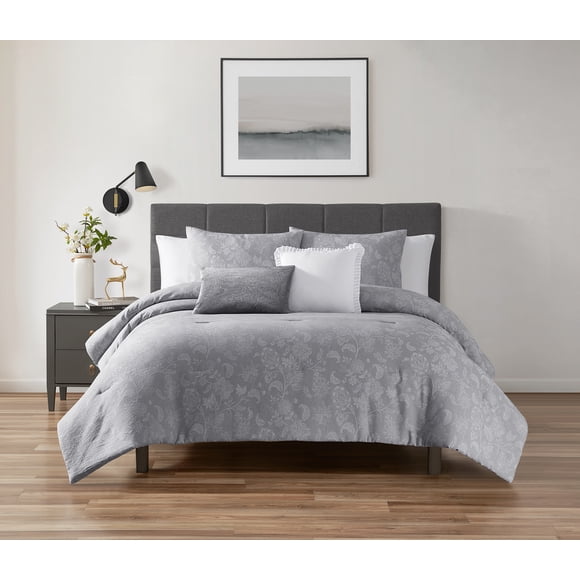 Home Trends 5-Piece Silver Floral Comforter Set