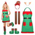thumbnail image 6 of Cnbwig Ladies Christmas Decorations Christmas Costumes Kitchen Apron Family Party Xmas Dress Performance Clothes for Womens Outfit Z1-Red One Size, 6 of 8