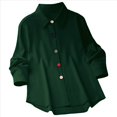 thumbnail image 2 of Camisa Informal de Moda para Mujer, con Botones, Cuello , Blusas Holgadas y Regulares, Blusas de Otoño Verde L, 2 of 7