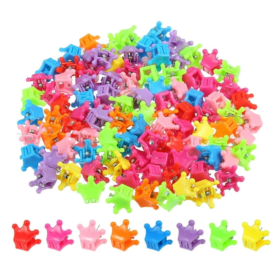Unique Bargains 100pcs Mini Claw Clips Hair Clips for Girls Crown Pattern Barrette Baby Hair Accessories
