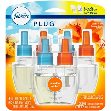 Scent Refill - Febreze Plug Air Freshener Scented Oil Refill, Hawaiian Aloha, 3 Count