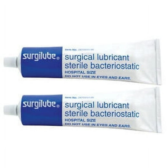 2 Pack SURGILUBE Lubricating Jelly Lube Sterile Tube Screw Top Tube 4.25oz Each