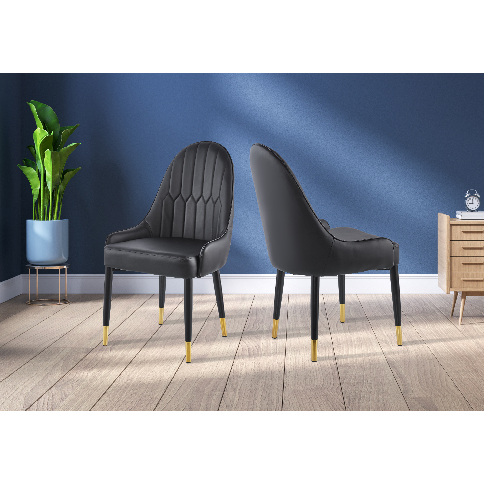 Modern Leather Dining Chair Set of 2, Upholstered Accent Dining Chair