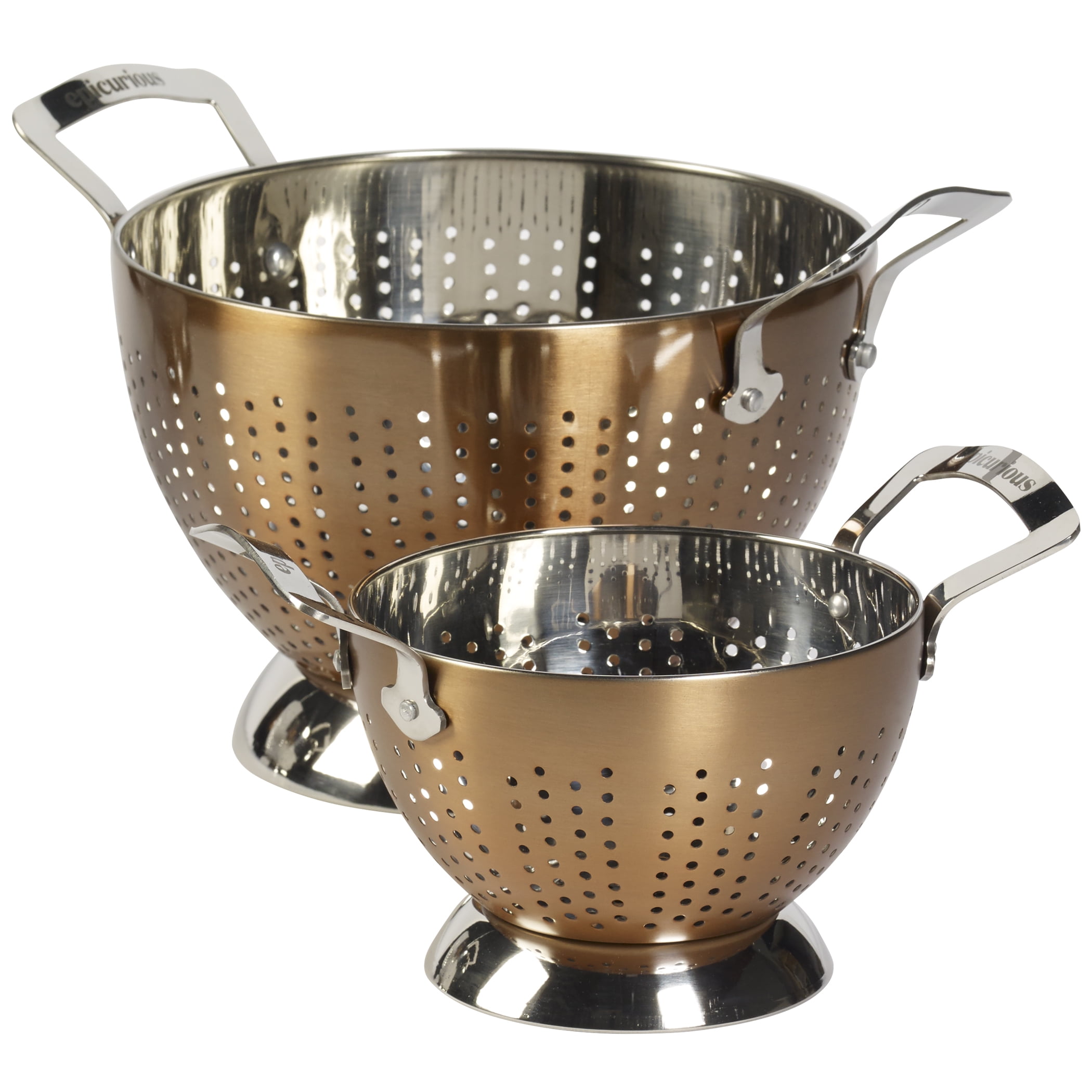 Epicurious 2 Piece Stainless Steel Tall Free Standing Colander Strainer