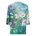thumbnail image 5 of Hauts à Manches 3/4 pour Femmes Mode Féminine T-Shirt Ample Imprimé Blouse à Manches 3/4 Col en V Hauts Décontractés T-Shirts pour Femmes Mode T-Shirts à Manches 3/4 pour Femmes, 5 of 5