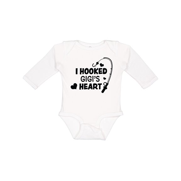 Inktastic I Hooked Gigi's Heart with Fishing Rod Boys or Girls Long Sleeve Baby Bodysuit