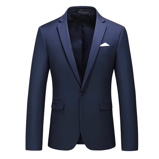 Jackets for Men, Casual Solid Lapel Long Sleeved Button Business Wedding Suit Jacket with Pockets, Men's Jacket