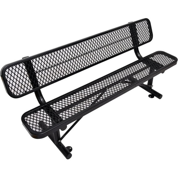 Gaonala 6ft Heavy Duty Metal Outdoor Bench with Backrest Portable Frame for Shopping Malls Stores Parks Patios Decks Black