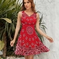 thumbnail image 7 of Bandana - Red Art Dress Summer Street Style Dresses Female Sleeveless Printed Sundress, 7 of 7