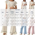 thumbnail image 3 of Tqcoqu Women's 2 Piece Pajama Set, Round Neck Ruffle Short Sleeve Contrast Piping & Drawstring Ruffle Hem Wide Leg Pants, Loungewear Sleepwear for Women, 3 of 6