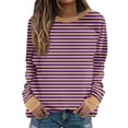 thumbnail image 2 of Antinious Womens Plus Size Print Crew Neck Long Sleeve Loose Pullover Oversized Tops,Sweatshirt for Women,Going Out Tops for Women,Purple,XXXL, 2 of 5