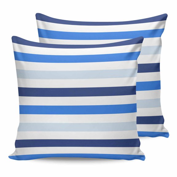 Outdoor Waterproof Throw Pillow Covers Set of 2 Navy Blue Stripes Decorative Pillowcases Square Outdoor Pillows Cushion Case 16x16 Inch White Classic Striped Patio Pillows for Couch Sofa Bed Garden