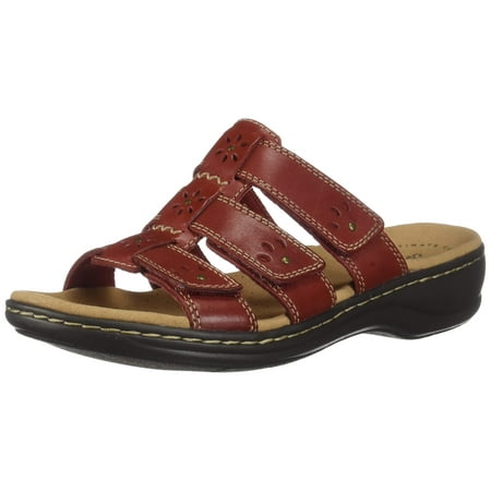 Clarks 26134494: Women's Leisa Spring Red Leather Sandals (10 Narrow US Women)