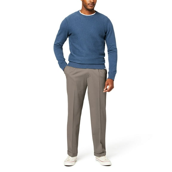 Men's Dockers® Relaxed Fit Comfort Stretch Pleated Cuffed Khaki Pants Color: Dark Pebble Size: 42X32