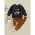 thumbnail image 2 of Bagilaanoe 2Pcs Toddler Baby Boy Long Pants Set Letter Print Long Sleeve Sweatshirt Pullover Tops + Sweatpants 6M 12M 18M 24M 3T Kids Casual Sweatsuits, 2 of 8