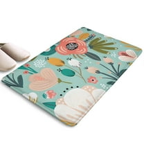 Pastel Pioneer Flower Pattern Flannel Non Slip Door Rugs,Washable Door Mats Indoor,Decorative Door Mats,Dirt-Resistant and Absorbent Doormat for Entrance,Bedroom,Kitchen,Bathroom,23.5x16in(60x40cm)