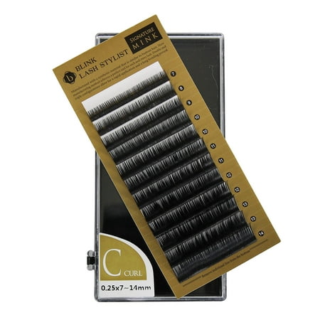 Eyelash Extension Blink Mink C 0.25 Curl 7mm-14mm Mixed Size (Best Way To Curl Your Eyelashes)