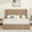 Taupe, variant on VELOCAVA Full Size Bed Frame with Lift Up Storage, Corduroy Upholstered Platform Bed with Wingback Headboard, No Box Spring Needed, Hydraulic Storage, White