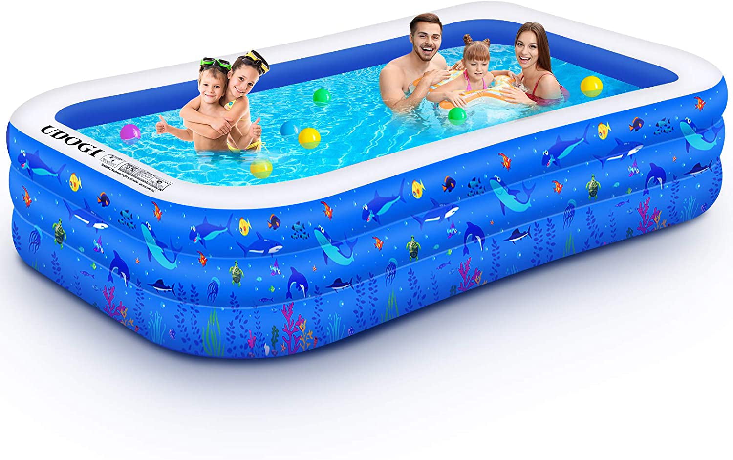 118 x 72 x 22 Blow Up Kiddie Pool for Kids Babies Basketball Hook Family Full-Sized Inflatable Pools Outdoor Backyard Garden Basketball Cartoon Adults Toddlers Inflatable Swimming Pool 