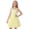 thumbnail image 6 of IBTOM CASTLE Kids Girls Halter Bubble Ruffle Dress Summer Sleeveless A-line Solid Color Midi Dress Elegant Formal Prom Gown Yellow, 6 of 7