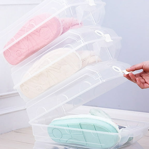 WHAMVOX 1 Set Shoe Storage Boxes Rectangular White Plastic Stackable and Transparent Design 37x22x13cm