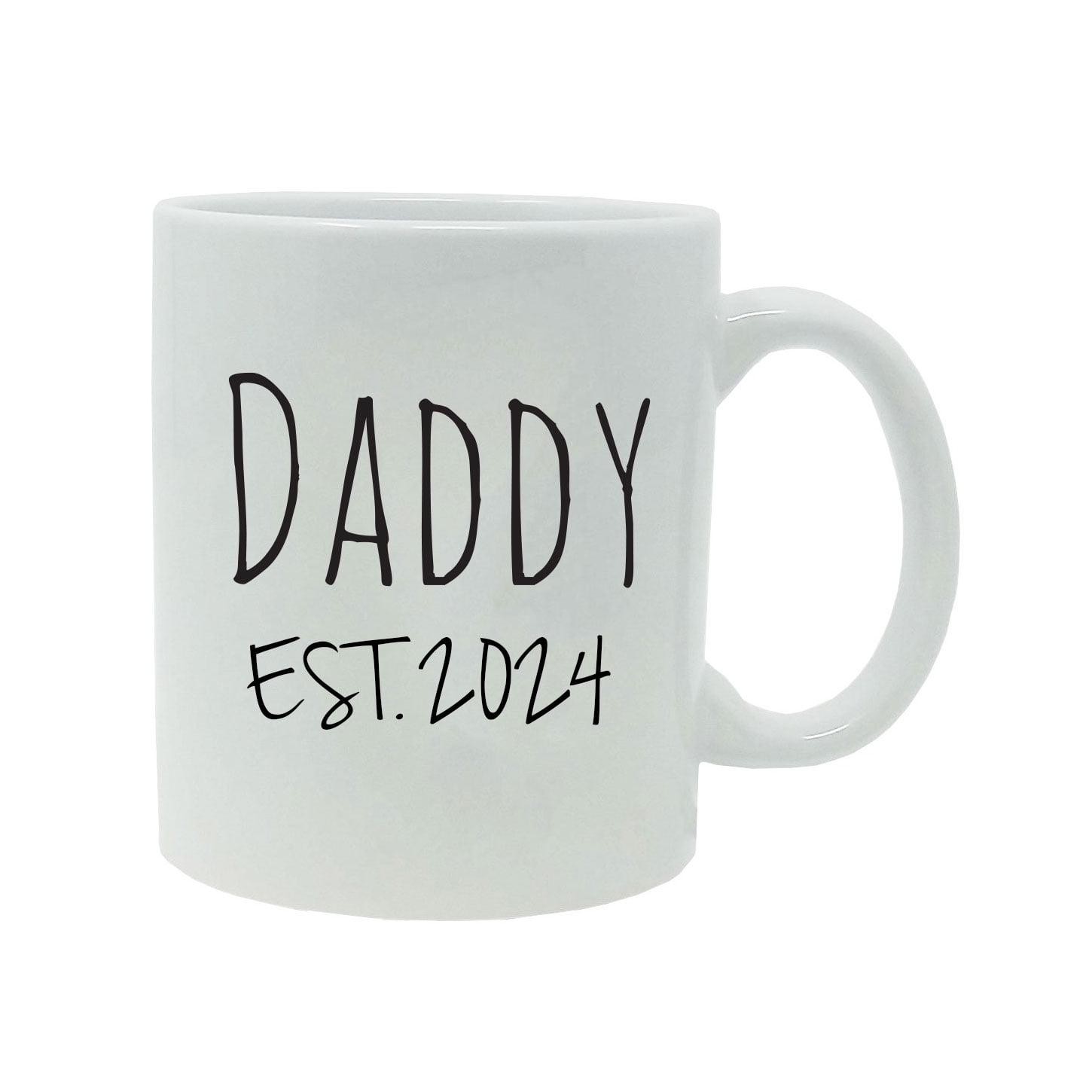 2020 11-Ounce White Ceramic Coffee Mugs Set Black Dad Mom Established EST