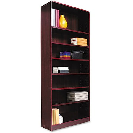 Alera Radius Corner Bookcase, Finished Back, Wood Veneer, 7-Shelf, 36 W by 12 D by 84 H ...