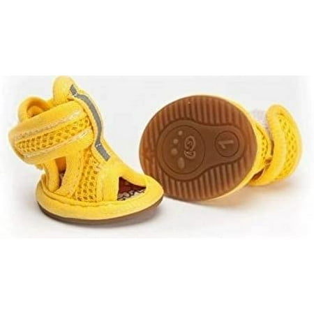 Breathable Mesh Material Summer Dog Shoes Anti-Slip Small Animal Boots Paw Productive-Yellow-#1