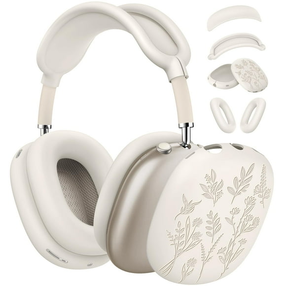 Funda de silicona grabada con flores para AirPods Max [4 en 1]