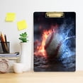 thumbnail image 5 of 12.5" x 9" Acrylic Clipboard with Gold Clip & Retractable Hook for Office Classroom Home Baseball with Water and Fire, 5 of 7
