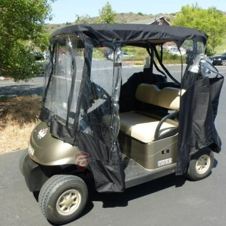 Black Brine Cover (Formosa Covers Black Golf Cart Driving Enclosure 2 Seater Heavy duty, fits E Z GO, Club Car and Yamaha G model - All)