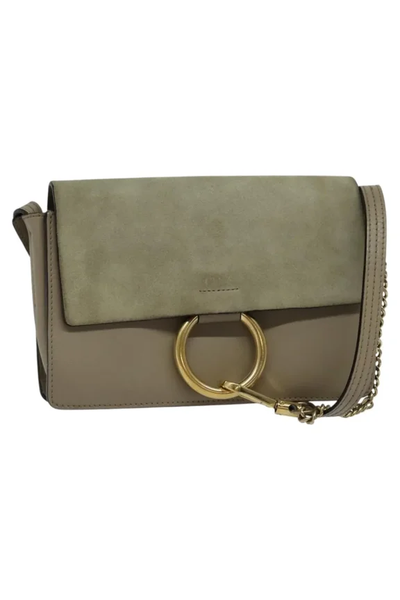 Pre-Owned Chloe Faye Leather And Suede Gray Suede Shoulder Bag Bag
