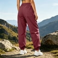 thumbnail image 5 of Women's Cargo Pants with Pockets Drawstring Elastic High Waist Windproof Waterproof Outdoor Hiking Sport Pants S, 5 of 8