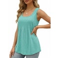 thumbnail image 2 of MOYIKO Women's Summer Tank Tops Pleated Square Neck Loose Fit Casual Flowy Tunic Sleeveless Shirts, 2 of 7