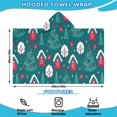 thumbnail image 2 of Dark Teal Christmas Village Pattern Hooded Bath Towel，60"x35" for Ages 3 To 12 Kids, Quick Dry Lightweight Soft Microfiber Hood Beach Towel Cover Up for Kids, 2 of 7