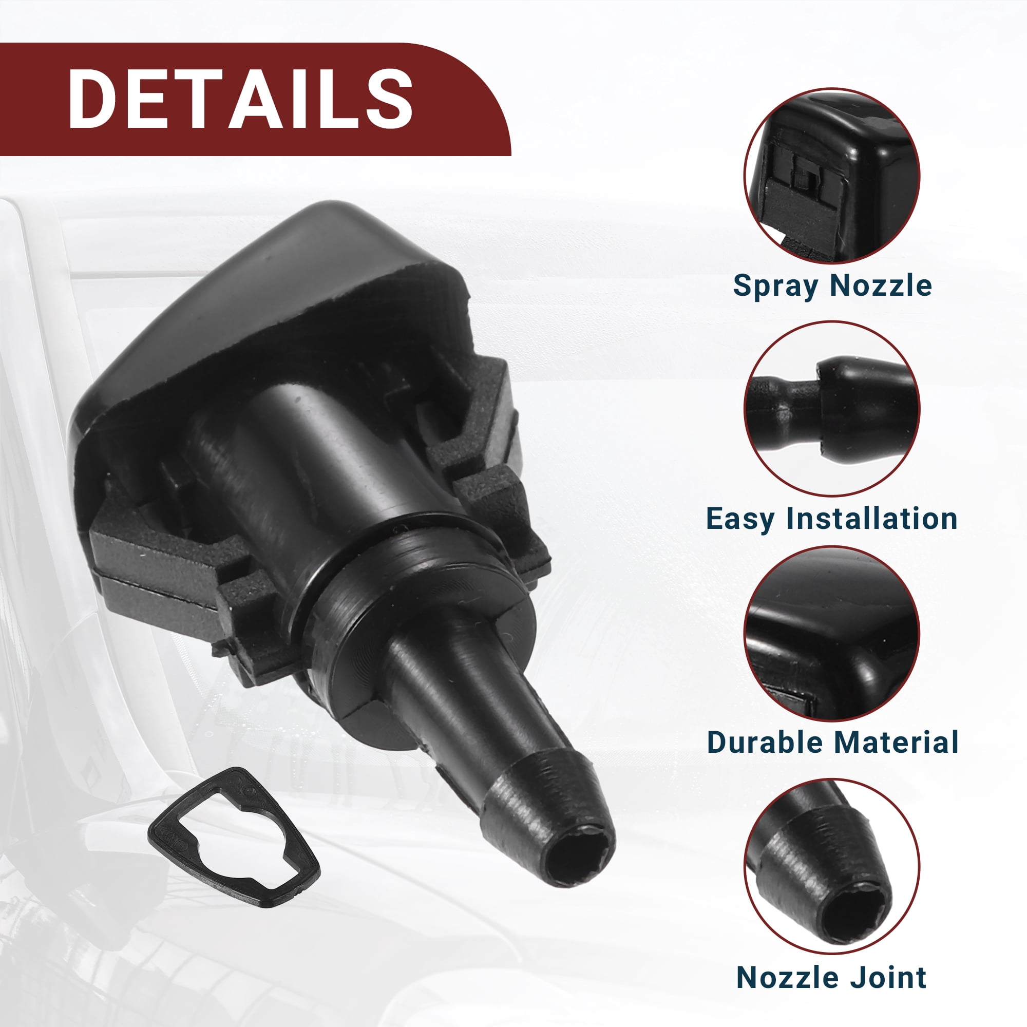Unique Bargains Windshield Washer Nozzle for GMC Envoy Black with Hose and Connectors
