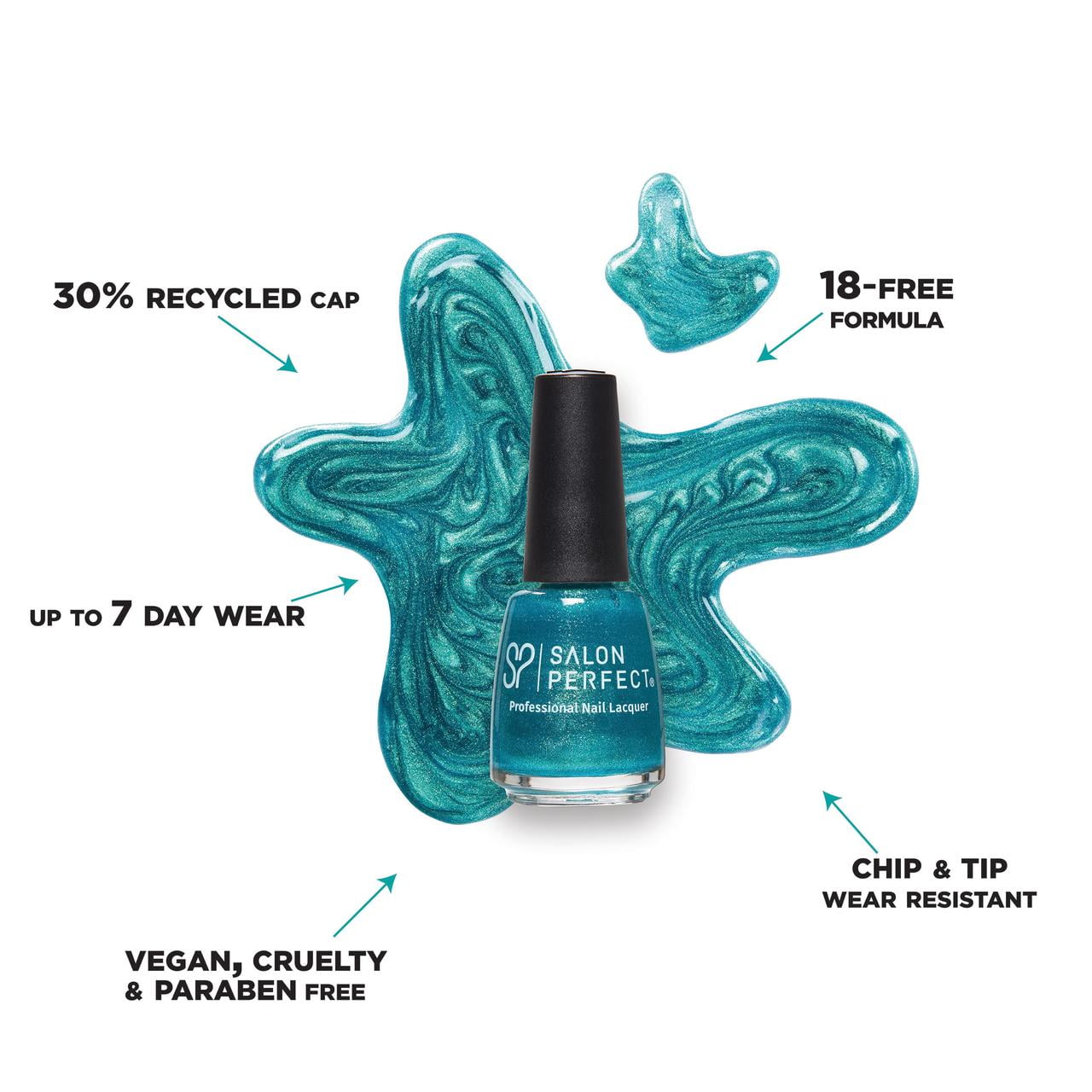 Salon Perfect Nail Polish, 408 Vacation Mode, Teal Shimmer, 0.5 fl oz