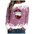 thumbnail image 3 of Futezty Sweaters for Women Christmas Graphic Oversized Sweatshirts Fleece Funny Pullover Party Holiday Tops with Bows, 3 of 9