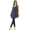 thumbnail image 5 of Sakkas Rita Womens Picot Trim V Neck Tank Blouse With Seqins And Embroidery - A-Midnight Blue - One Size Regular, 5 of 5