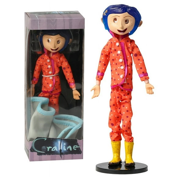 NECA Coraline en Chemise Rayée / Imperméable Jaune 7” Figurine d'Action Jouet Poupée ABS/PVC