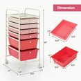 thumbnail image 4 of Topcobe 6 Drawers Rolling Storage Cart Organizer, Rolling Carts with Wheels for Kitchen, Living Room, Pink, 4 of 10