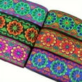 thumbnail image 2 of 1pc 2Yards 3.3cm Wide Vibrant Floral Jacquard Ribbon - Ethnic Lace Trim for Clothing, Bag Sewing, Fabric Embellishment - Woven Webbing Tape with Embroidered Flower Pattern for DIY Crafting, 2 of 8